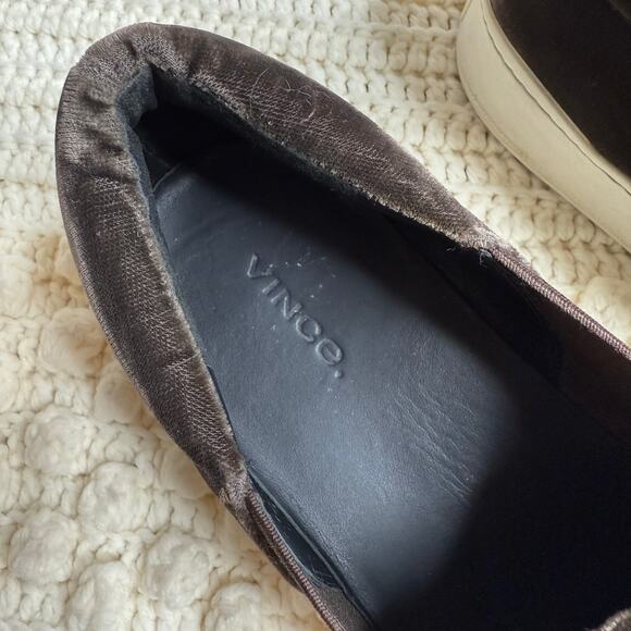 VINCE Women's Sz 10 Warren Velvet Platform Slip On Sneaker Shoes Chocolate Brown - Picture 6 of 15